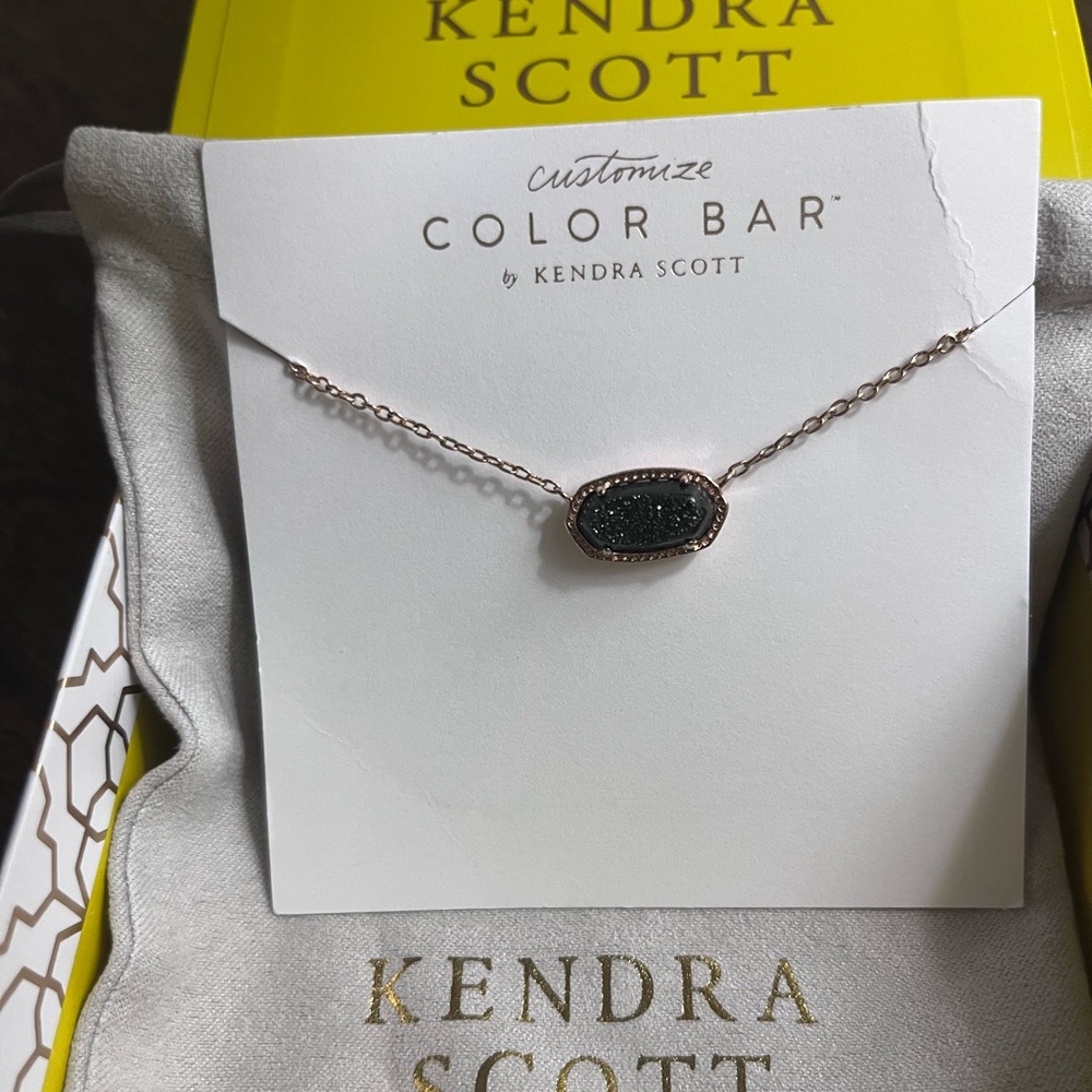 Kendra Scott Rose Gold and Black Drusy Elisa Necklace
